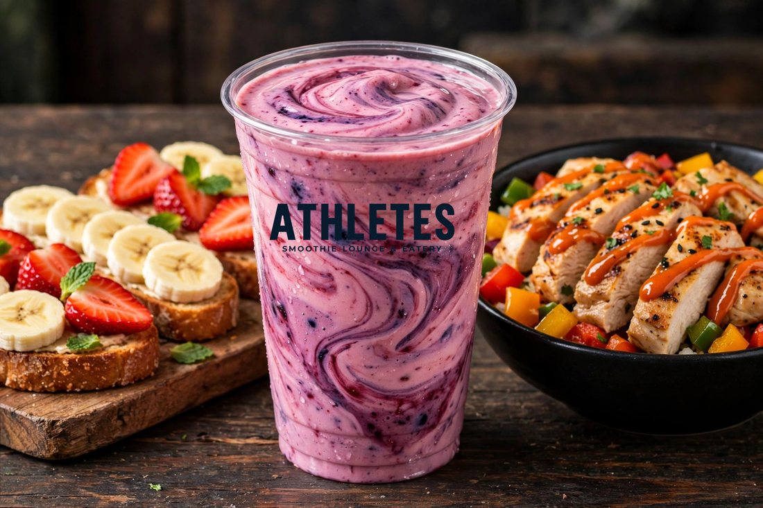 ATHLETES smoothie, bowl and toast together